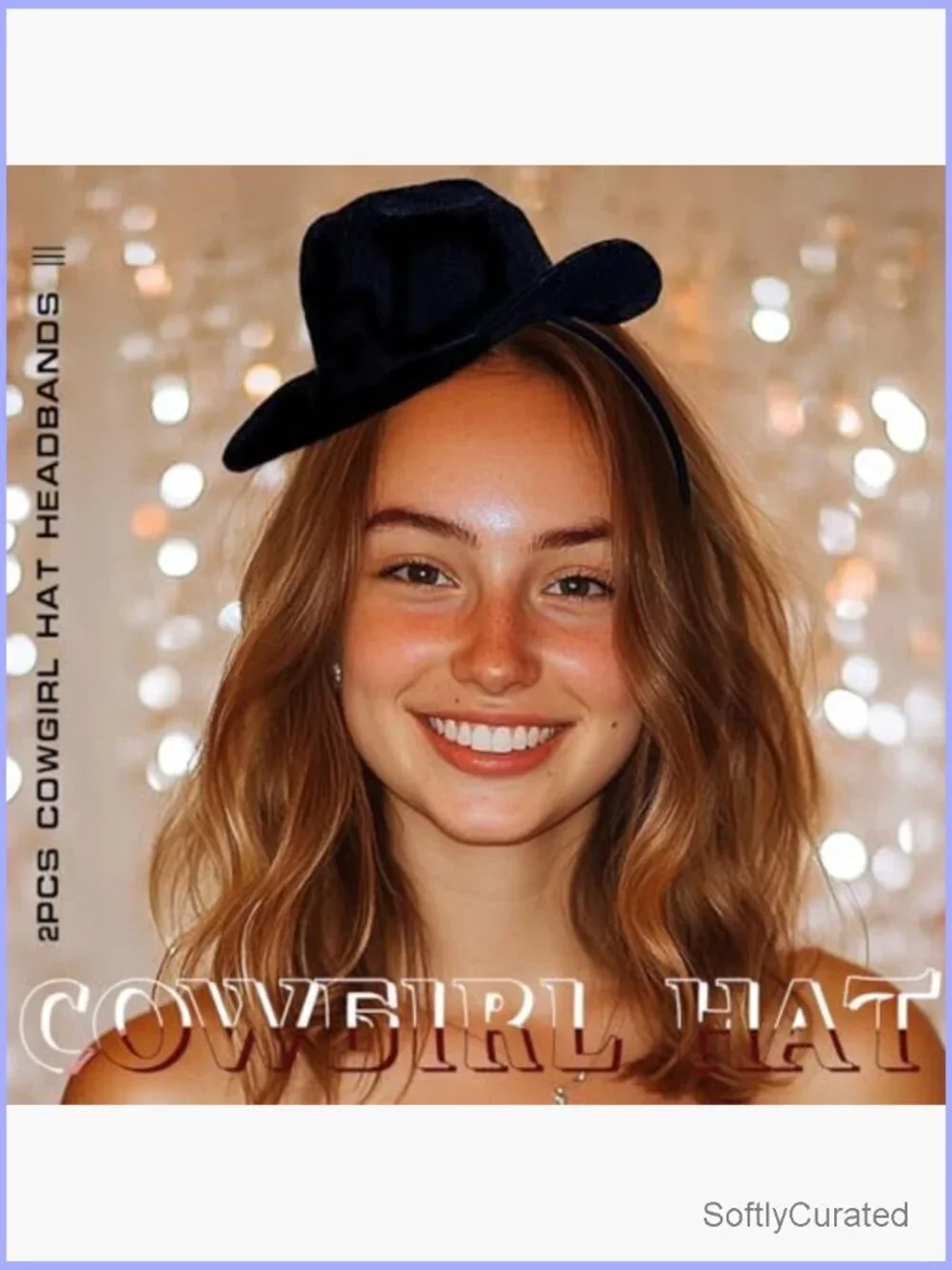 2 Pc Cowgirl Hat Headband Set Mini Cowboy Hat Hair Accessory